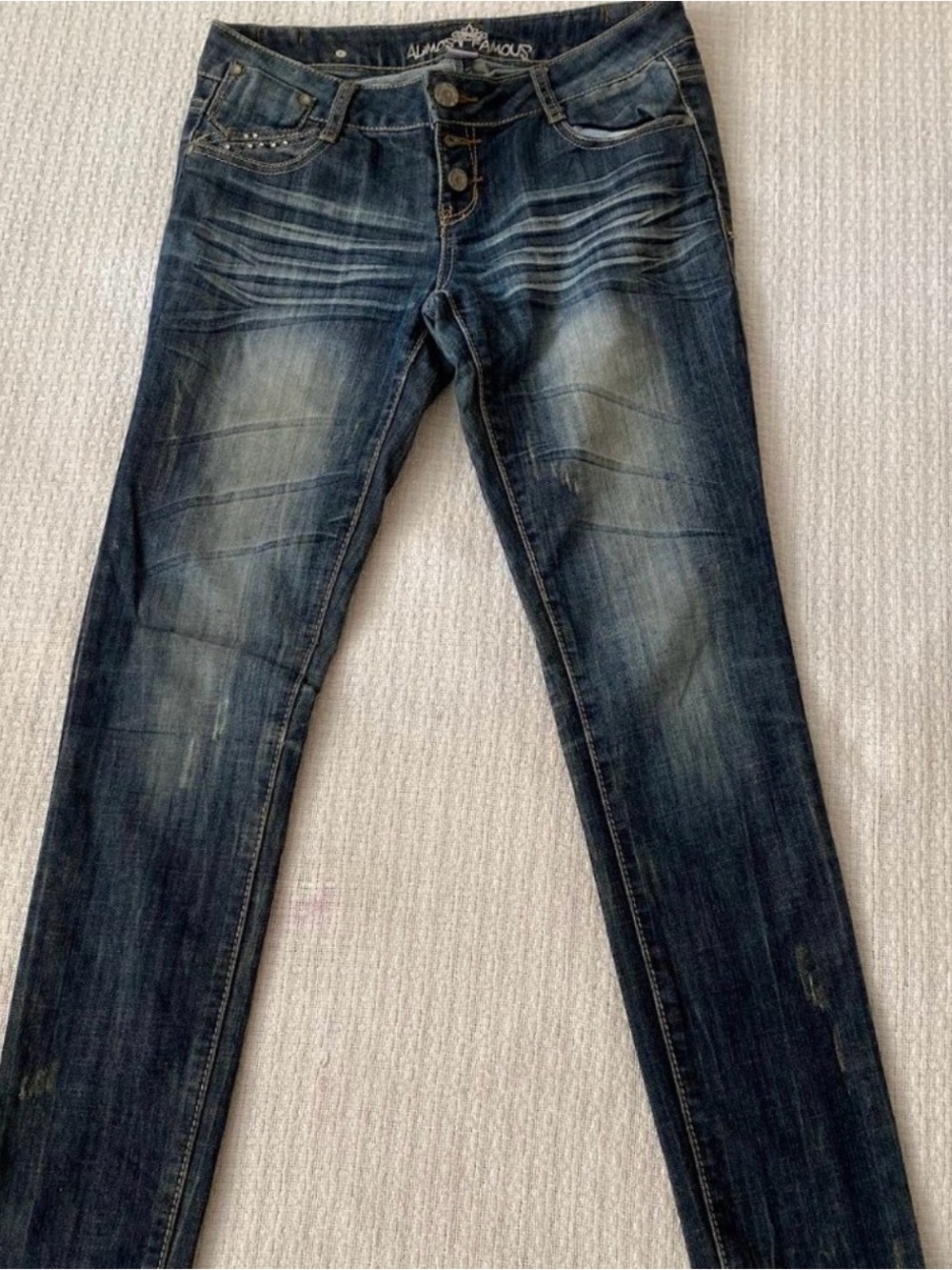 Almost Famous Men’s Faded Indigo Skinny Jeans